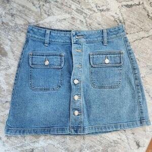 AEO, Denim Button-Front Skirt, stretch, size 4